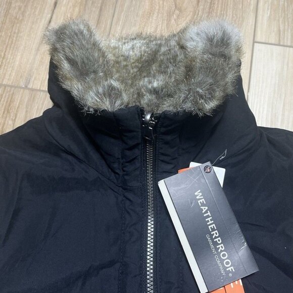 NWT Weatherproof Black Reversible Faux Fur Vest- Women Size Large - Picture 3 of 16